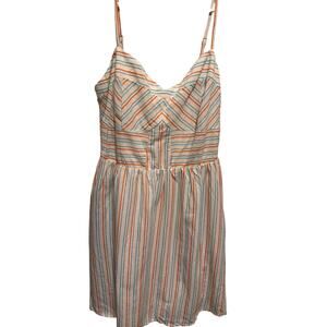 Line And Dot Nina Multi Color Stripe Cotton Fit Flair Dress NWT Large